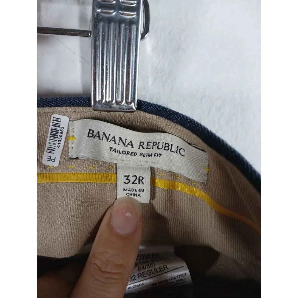 Banana Republic Pants Men's 32R  Blue Chino‎ Straight Leg Long Tailored Slim Fit
